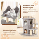 48.5 inch Cat Tree with 2-story Condo and 3 Hideaway Caves for Large Cats-Gray