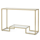 48 Inch 2-Tier Console Table with Tempered Glass Tabletop for Hallway-Golden by LJGDeals