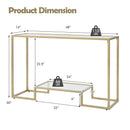 48 Inch 2-Tier Console Table with Tempered Glass Tabletop for Hallway-Golden by LJGDeals