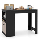 48 Inch Bar Table with Storage Cabinet and Wine Rack-Black