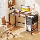 48 Inch Computer Desk with 2 Fabric Drawers Industrial Home Office Desk-Rustic Brown by LJGDeals