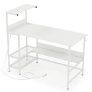 48 Inch Computer Desk with Power Outlets and Storage Shelves by LJGDeals