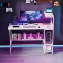 48 Inch Computer Desk with Power Outlets and Storage Shelves by LJGDeals