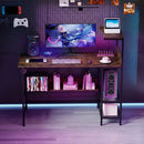 48 Inch Computer Desk with Power Outlets and Storage Shelves by LJGDeals