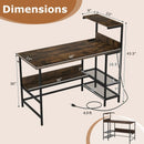 48 Inch Computer Desk with Power Outlets and Storage Shelves by LJGDeals