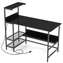 48 Inch Computer Desk with Power Outlets and Storage Shelves by LJGDeals