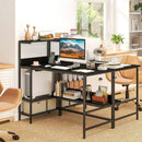 48 Inch Computer Desk with Power Outlets and Storage Shelves by LJGDeals