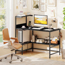 48 Inch Computer Desk with Power Outlets and Storage Shelves