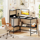 48 Inch Computer Desk with Power Outlets and Storage Shelves by LJGDeals