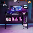 48 Inch Computer Desk with Power Outlets and Storage Shelves by LJGDeals