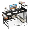 48 Inch Computer Desk with Power Outlets and Storage Shelves by LJGDeals