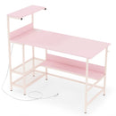 48 Inch Computer Desk with Power Outlets and Storage Shelves by LJGDeals