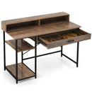48 Inch Computer Desk with Monitor Stand Drawer and Shelves by LJGDeals
