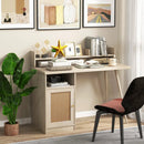 48 Inch Computer Desk with Hutch and PE Rattan Cabinet Shelves by LJGDeals
