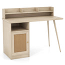 48 Inch Computer Desk with Hutch and PE Rattan Cabinet Shelves by LJGDeals