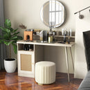48 Inch Computer Desk with Hutch and PE Rattan Cabinet Shelves by LJGDeals