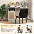48 Inch Computer Desk with Hutch and PE Rattan Cabinet Shelves by LJGDeals