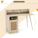 48 Inch Computer Desk with Hutch and PE Rattan Cabinet Shelves by LJGDeals