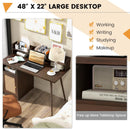 48 Inch Computer Desk with Hutch and PE Rattan Cabinet Shelves by LJGDeals