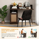 48 Inch Computer Desk with Hutch and PE Rattan Cabinet Shelves by LJGDeals