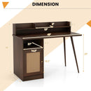 48 Inch Computer Desk with Hutch and PE Rattan Cabinet Shelves by LJGDeals