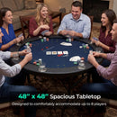 48 Inch Foldable Poker Table with 8 Cup Holders and Padded Edges by LJGDeals