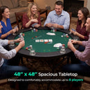 48 Inch Foldable Poker Table with 8 Cup Holders and Padded Edges by LJGDeals