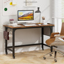 Rolling Home Office Computer Desk with Detachable Fabric Bag-Rustic Brown