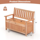 48 Inch Patio Wood Storage Bench with Slatted Backrest by LJGDeals