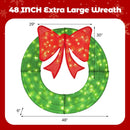 48 Inch Pre-Lit Lighted Christmas Mesh Wreath with Bow and 200 LED Bulbs by DirectDeals