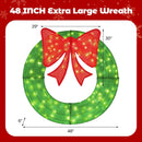 48 Inch Pre-Lit Lighted Christmas Mesh Wreath with Bow and 200 LED Bulbs by LJGDeals