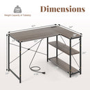 48 Inch Reversible L Shaped Computer Desk with Adjustable Shelf