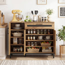 48 Inch Sideboard Buffet Cabinet with Drawer and Metal Legs-Natural