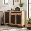 48 Inch Sideboard Buffet Cabinet with Drawer and Metal Legs-Natural