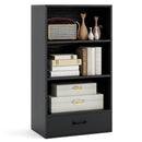 48 Inch Tall 4 Tiers Wood Bookcase with Drawer-Gray by LJGDeals