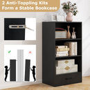 48 Inch Tall 4 Tiers Wood Bookcase with Drawer-Black