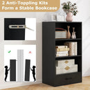 48 Inch Tall 4 Tiers Wood Bookcase with Drawer-Gray by LJGDeals