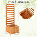 48 Inch Wood Raised Garden Bed with Trellis with Drainage Holes-Natural