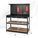 48 Inch Workbench with Pegboard and Drawers-Black by LJGDeals
