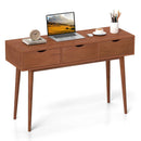 48 Inch Writing Computer Desk with 3 Drawers Solid Wood Legs-Walnut by LJGDeals