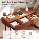 48 Inch Writing Computer Desk with 3 Drawers Solid Wood Legs-Walnut by LJGDeals