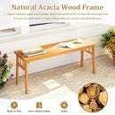48 Inches Acacia Wood Bench with Breathable Slat Seat and Stable Triangular Structure by LJGDeals