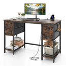48-Inch Computer Desk with Power Outlet & 4 Fabric Drawers by LJGDeals