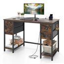 48-Inch Computer Desk with Power Outlet & 4 Fabric Drawers by DirectDeals