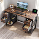 48-Inch Computer Desk with Power Outlet & 4 Fabric Drawers by DirectDeals