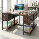 48-Inch Computer Desk with Power Outlet & 4 Fabric Drawers by LJGDeals