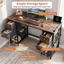 48-Inch Computer Desk with Power Outlet & 4 Fabric Drawers by DirectDeals