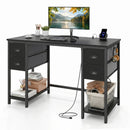 48-Inch Computer Desk with Power Outlet & 4 Fabric Drawers by LJGDeals