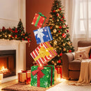 48 Inches Lighted Stacked Gift Boxes with Built-in LED Lights and Decorative Bows by LJGDeals