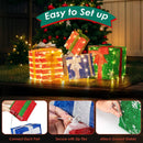 48 Inches Lighted Stacked Gift Boxes with Built-in LED Lights and Decorative Bows by LJGDeals
